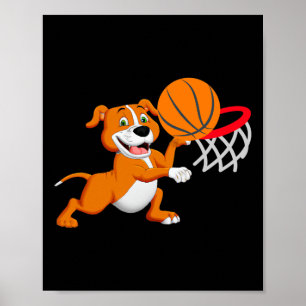 Kids Pitbull Hund spielen Bysketbyll Dog Sportspie Poster