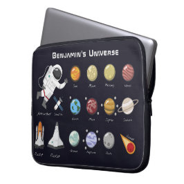 Kids Planets Astronaut Monogram buntes Universum Laptopschutzhülle