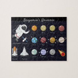 Kids Planets Astronaut Monogram Universe Puzzle