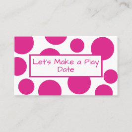Kid's Play Date Pink Polka Dot Business Card Visitenkarte