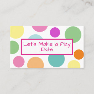 Kid's Play Date Rainbow Polka Dot Business Card Visitenkarte