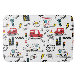 Kids Playful Transport Pattern  Badematte