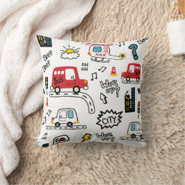 Kids Playful Transport Pattern  Kissen