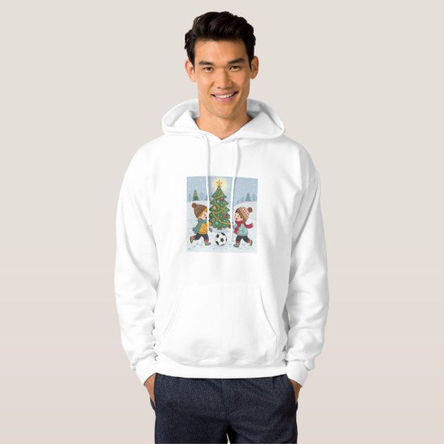 Kids Playing Soccer Under the Snow Hoodie (Vorne ganz)