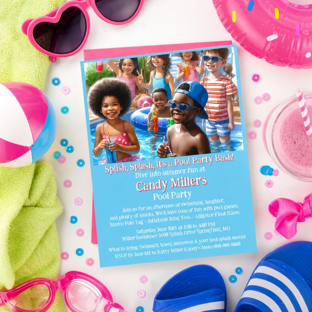 Kids Pool Party Einladung Flyer (Von Creator hochgeladen)