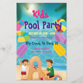 Kids Pool Party Flyer