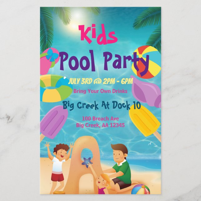 Kids Pool Party Flyer (Vorne)