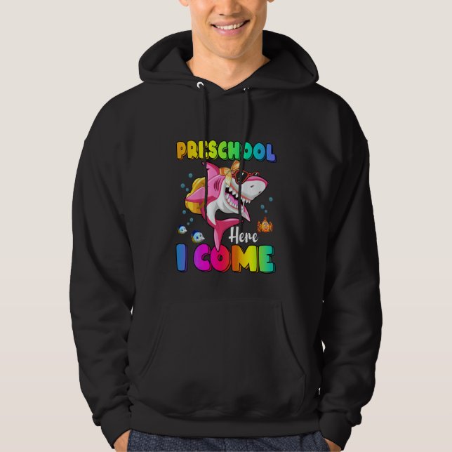 Kids Preschool Here I Come Shark Backpack Back To  Hoodie (Vorderseite)