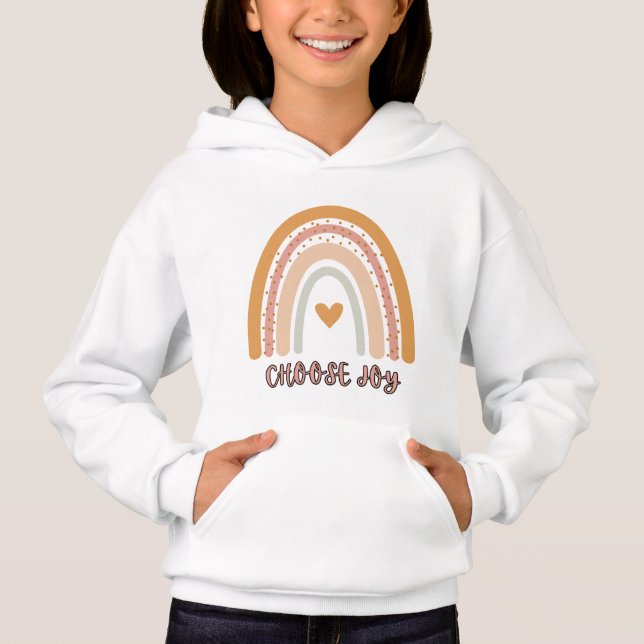 Kids’ Pullover Hoodie – Boho Rainbow “Choose Joy”  (Vorderseite)