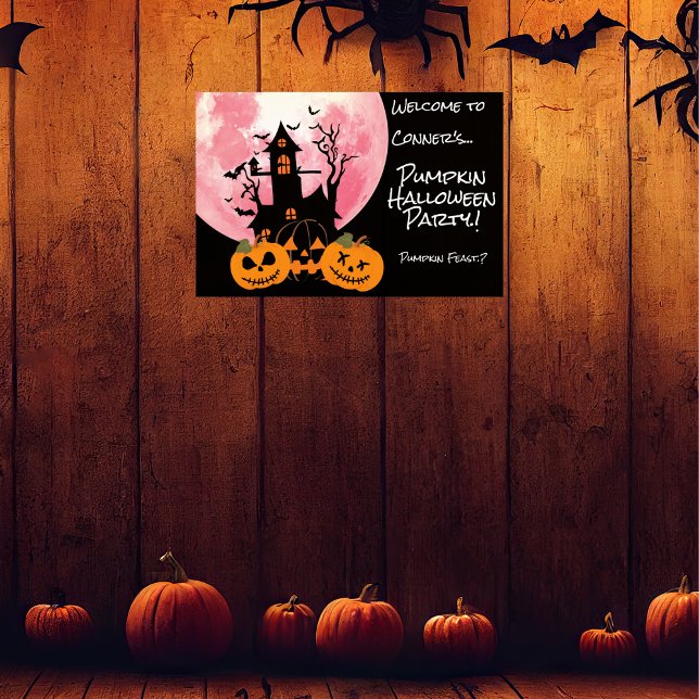 Kids Pumpkin Halloween-Party Poster (Pumpkin Halloween Party Wall Poster)