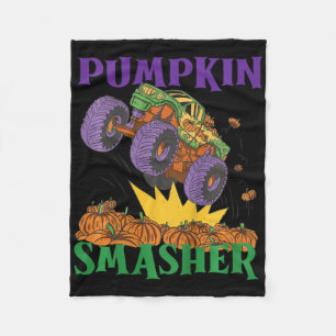 Kids Pumpkin Smasher Monster Truck Halloween Fleecedecke