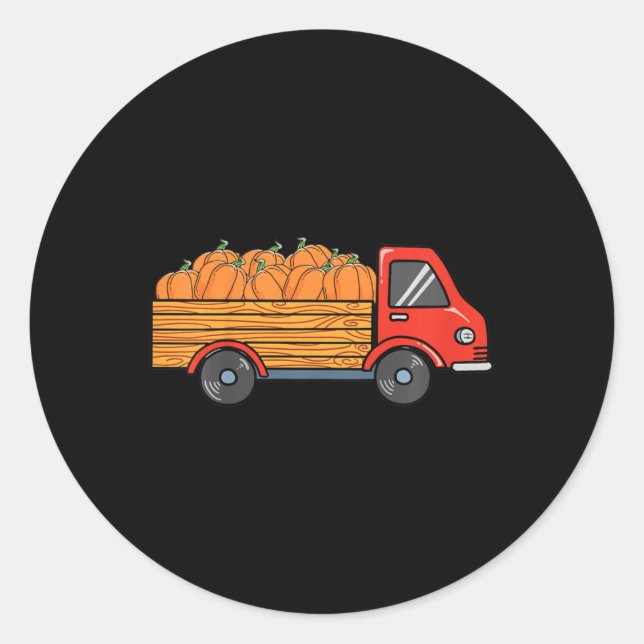 Kids Pumpkin Truck Lazy Halloween Kostümjunge Gir Runder Aufkleber (Vorderseite)
