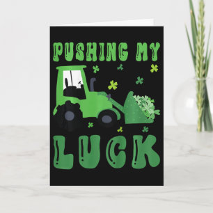 Kids Pushing My Luck Traktor St Patricks Day Klein Karte