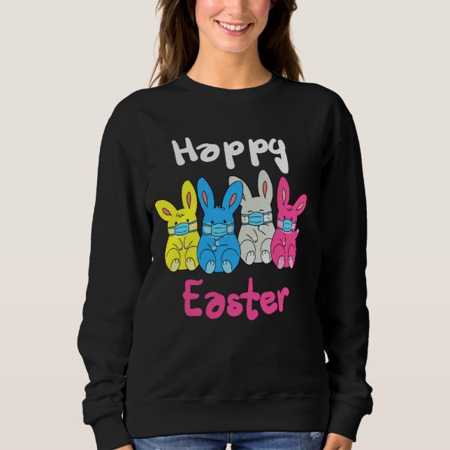 Kids Rabbits Bunny Face Maske Happy Oaster Quarant Sweatshirt (Vorderseite)