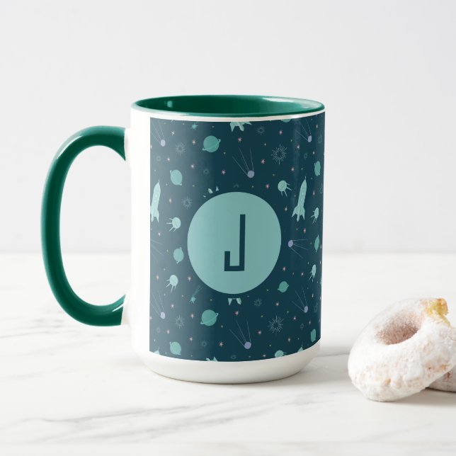 Kids-Raketenschiff auf Weltraumreisen Saturn-Plane Tasse (Mit Donut)