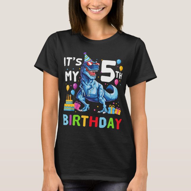 Kids Rawr I'm 5 5th Birthday Party T Rex Dinosaur  T-Shirt (Vorderseite)