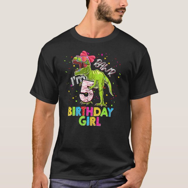 Kids Rawr I'm 5 5th Birthday T Rex Dinosaur Party  T-Shirt (Vorderseite)