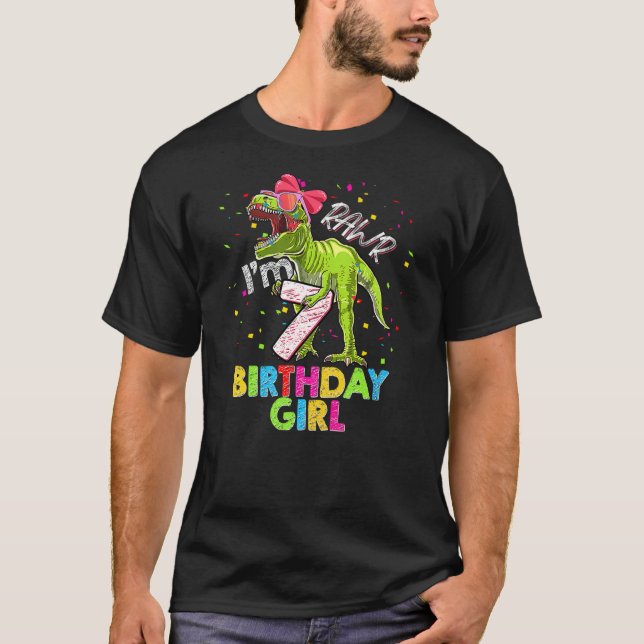 Kids Rawr I'm 7 7th Birthday T Rex Dinosaur Party  T-Shirt (Vorderseite)