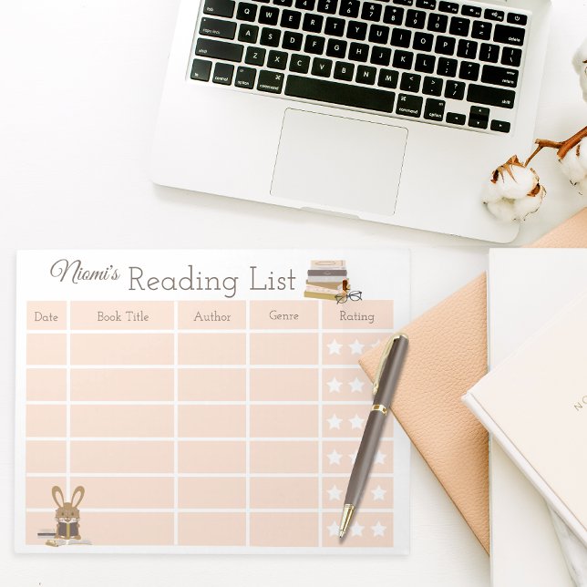 Kids Reading List Books Editor Notizblock (Reading Collection Notepad Reading List Bunny)