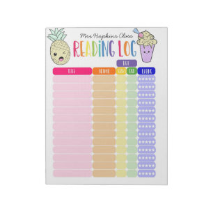 Kids Reading log homeschool liest log, Ananas Notizblock