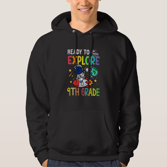 Kids Ready To Explore Ninth Grade Astronaut Back T Hoodie (Vorderseite)