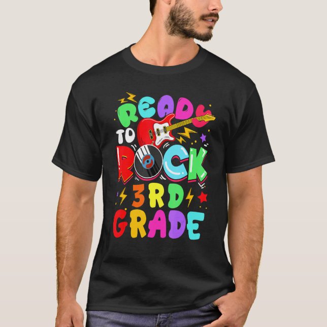 Kids Ready To Rock 3rd Grade Guitar Back To School T-Shirt (Vorderseite)