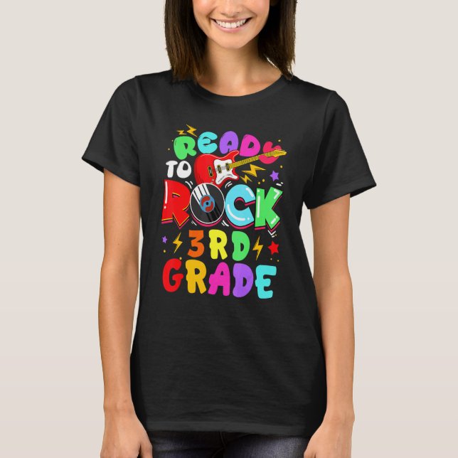 Kids Ready To Rock 3rd Grade Guitar Back To School T-Shirt (Vorderseite)