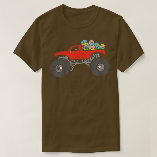 Kids Red Monster Truck Eggs Easter Egg Hunting Boy T-Shirt (Design vorne)