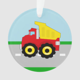 Kid's Red/Yellow Dump Truck auf der Straße Ornament