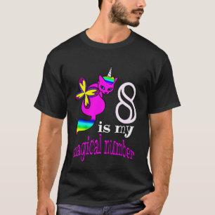 Kids Regenbogen Schmetterling Einhorn Katze 8. Geb T-Shirt
