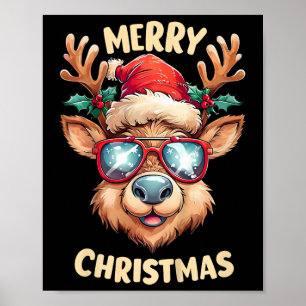 Kids Reindeer Frohe Weihnachts-Weihnachtsmannmütze Poster