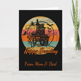 Kids Retro Halloween Happy Haunting Spuk House Karte