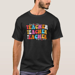 Kids Retro-Lehrerin Daisy Buntes Grundschul- T-Shirt