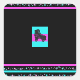 Kids Retro Roller Skaten Party Square Sticker