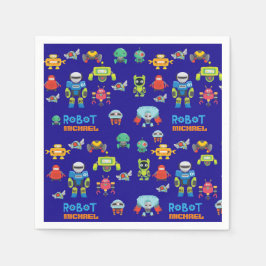 Kids ROBOTS Geburtstagsparty Blue Funny Cartoon Serviette