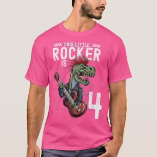 Kids Rock and Roll Music T Rex Dinosaur 4. Geburts T-Shirt