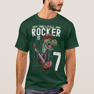Kids Rock and Roll Music T Rex Dinosaur 7. Geburts T-Shirt