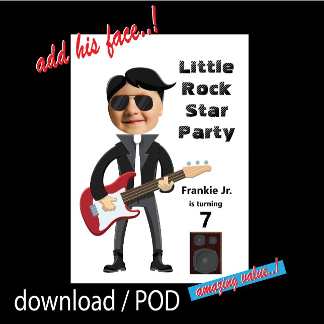 Kids 🎸 🤣 Rockstar Birthday Gitarre Funky Fun Einladung (Von Creator hochgeladen)