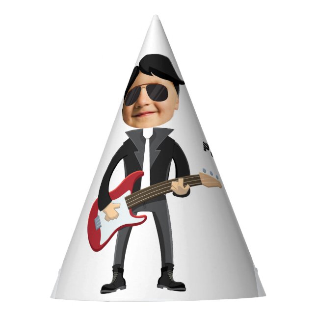 Kids 🎸 🤣 Rockstar Birthday Gitarre Funky Fun Partyhütchen (Vorderseite)