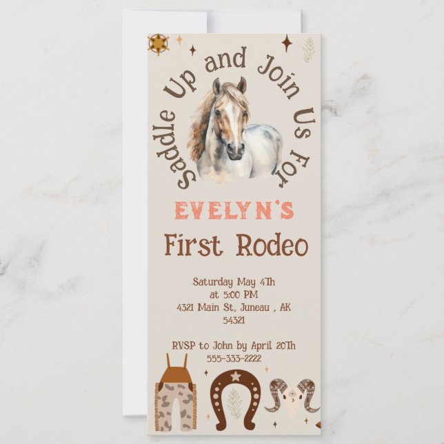 Kids Rodeo Cowboy Rustikaler Western Ankündigung (Vorderseite)