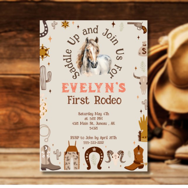 Kids Rodeo Cowboy Rustikaler Western Einladung (Von Creator hochgeladen)