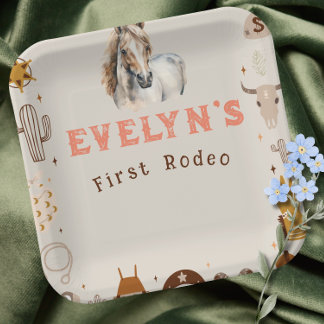 Kids Rodeo Cowboy Rustikaler Western Pappteller