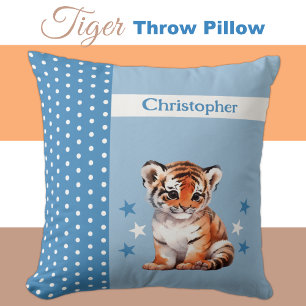 Kid's room add name niedlich tiger tiger blau kissen
