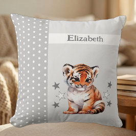 Kid's room add name niedlich tiger tiger grau kissen