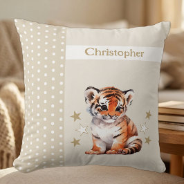 Kid's room add name niedlich Tigerbraun Kissen