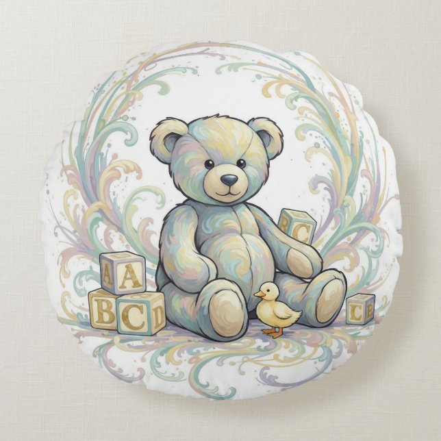 Kids Room Bear Round Cushion Rundes Kissen (Vorderseite)