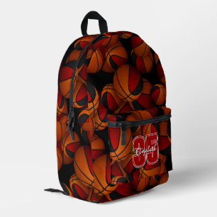 Kids rote schwarze Teamfarben Basketbälle Muster Bedruckter Rucksack