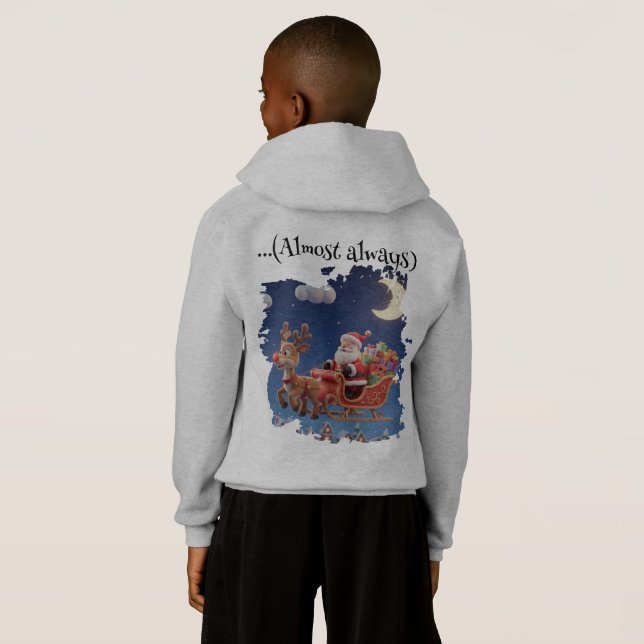 Kids' Santa Rudolph Flying Sleigh Hoodie (Schwarz voll)