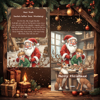 Kid's Santa’s Letter from Workshop North Pole  Feiertagskarte