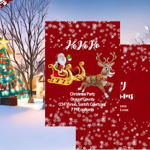 Kids Santa Weihnachtsfeier Renntier Schneeflocke R Einladung